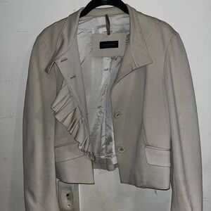 Piazza Sempione Cream Blazer with Ruffle Accent